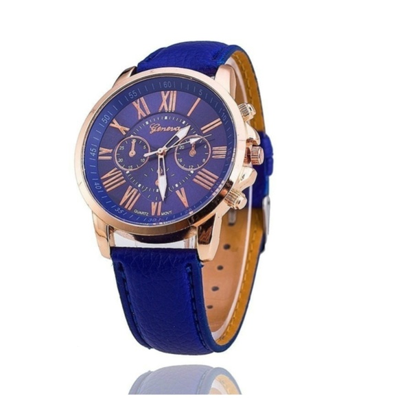 Blue Roman Numerals Analog Quartz Watch NWT - Picture 2 of 10